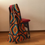 マルシェバッグ【アフリカ布L-2】巾着バッグ付