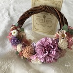 Mauve dahlia × White rose * wreath * ハーフリース ギフト