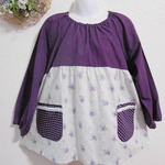 110cm♪yuwaパープル系花柄　ドットポケット　スモック♪