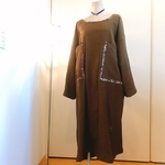 着物リメイク♡着物リメイクワンピース 縮緬の苔色ワンピース