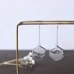 レトロガラスのゆらめくピアス  hexagon-frost