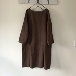 ☺︎SALE☺︎バイオリネン ブラウン＊タックワンピース