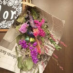 ブルー×ピンクのドライフラワースワッグ 送料無料