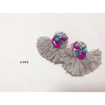再再再再再販！ピンク＆ブルー×グレータッセルピアス