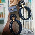 RUKIRIRIA #223 大ぶりピアス ネイビー  チェーンピアス 大ぶりイヤリング 