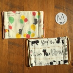 【2枚セット】ガーゼマスク ☆ネコ×ネコ