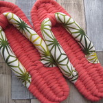 布ぞうり：coral red24.5cm/麻の葉文様 green