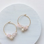 淡水真珠：pearl×stone hoop pierce