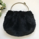 SALE!! Lサイズ　リバティ*　フォックス　エコファー　黒　ベンリー口金バッグ