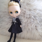 ブライス ドール用 コーデュロイ 長袖ワンピース（ダークネイビー） リカちゃん アウトフィット