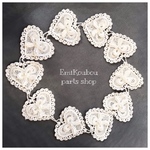【入荷しました】ケミカルレースブレード❤︎ハートパールリボン（ホワイト）10pcs-158