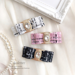 Tweed jewel ribbon barrette