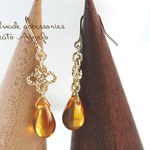 +angelo+チェコドロップのプチピアス(p-177)トパーズ G
