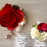 バラとダリアのコサージュ  2点セット