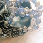 【1連20コセット】JIRI＊IVANA czech beads #チェコビーズ melon round 8㎜ 不規則marble blue/crystal goldrain