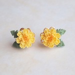 たんぽぽのピアス ＊つまみ細工＊