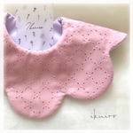 【再販5】パウダーピンクのおめかし刺繍スタイ✴︎パープル×パウダーピンク