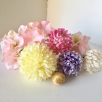 ピンポンマムと紫陽花の髪飾り  ピンク＆紫