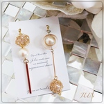 アシンメトリー   コットンパール ロングピアス♡ロングイヤリング