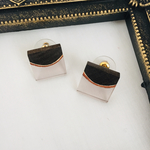 1点物＊ウッド×クリアのスクエアピアス