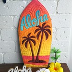 ハワイアンキルト≪サーフボード型ミニタペストリー Kahala Beach🌴 ≫ 