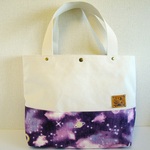 パープル小宇宙☆たっぷりトート☆帆布＆本革タグ