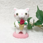 赤い贈り物【バラの花束】  粘土細工の置物［インテリア 飾り］ 