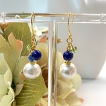 コットンパール ピアス / ラピスラズリ ＆ ペリドット ピアス / 天然石 ピアス