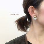 刺繍イヤリング ピアス シルバーフラワー