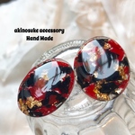 金箔モダン ドロップピアス 紅