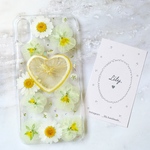 ハートレモン♡ビオラ♡押し花iPhoneX/XS用スマホケース