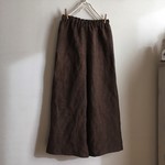 墨柿渋染リネンで作ったワイドパンツ