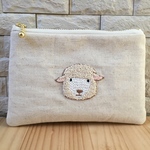 ひつじ刺繍 ミニポーチ