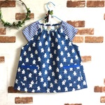 sale✳️半袖スモック・北欧調✨こんにちは～ʕ•ᴥ•ʔシロクマです☆(デニム風)×ストライプ