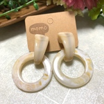 ベージュマーブル大ぶりピアス♡