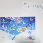 冬のグリーティングカード２枚セット　冬空に春の兆し パステルアート 