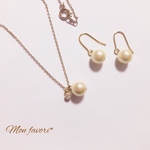 使い勝って抜群クリームパールネックレス&ピアス