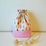 はいふー様　しずくの給食小袋&コップ袋（white×pink）　入園入学準備に♡