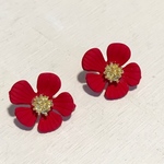 レッド フラワー カンツキ   ピアス 17mm×19mm ２個