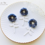 【再販】 [ブローチ] 北欧の花 -blue-