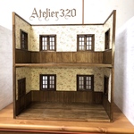 ゆう様専用 コの字型2階建てドールハウス  ミニチュア家具 1/12サイズ               