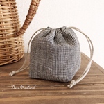 コロンとかわいいリネンのミニ巾着＊