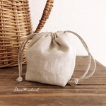 コロンとかわいいリネンのミニ巾着＊
