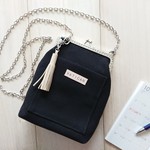 ポシェット サコッシュ がま口バッグ(ブラック)  8号帆布 受注制作 