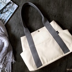 SIOCO・Miramareシリーズ  8号帆布〈生成り〉×持ち手〈グレー〉トートバッグ　Lサイズ　旅バッグ　大きめバッグ　ショルダーバッグ    マザーズバッグ 通勤  ユニセックス　母の日