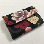 【送料無料】蛇腹カードケース  黒猫 と 牡丹