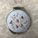 綿生地刺繍コンパクトミラー