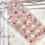 完成品  かすみ草立体ハートのiPhoneXケース