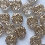 《10pcs》エスニック風フラワー柄クリアビーズ