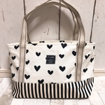 ハートが可愛いミニ♡トートバック  ちょっぴり大きめランチバック
